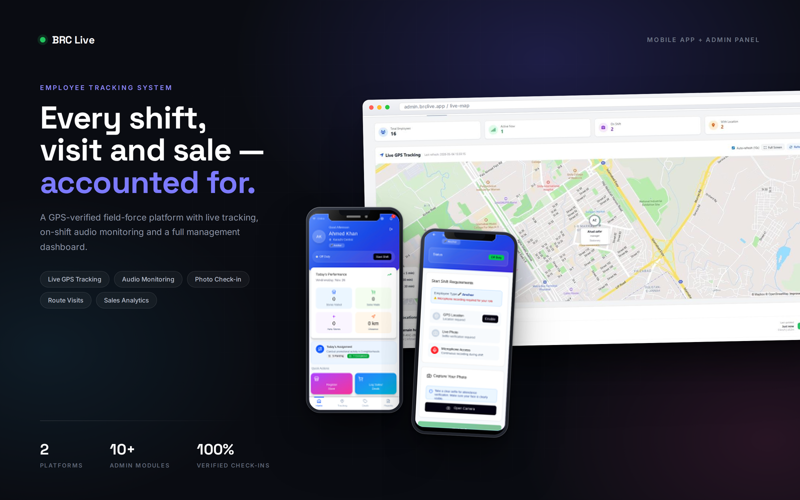 BRC Live employee tracking dashboard