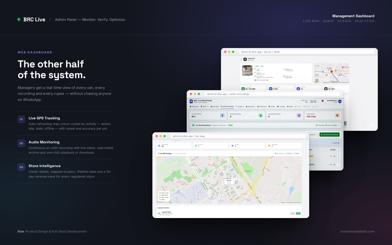 BRC Live admin panel dashboard
